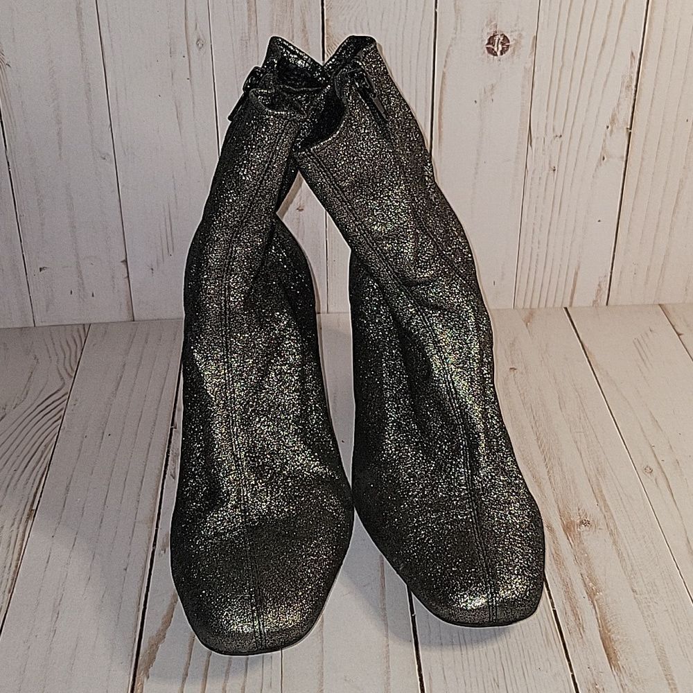 Jeffrey Campbell  Cienega Gray sparkly ankle booties Boots 8